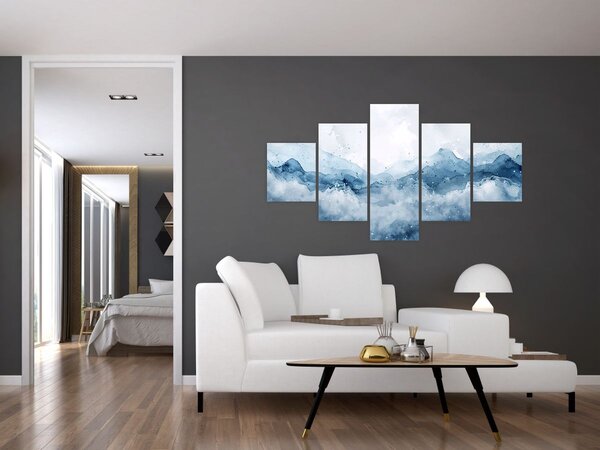Obraz - Chmury i fale, akwarela (125x70 cm)