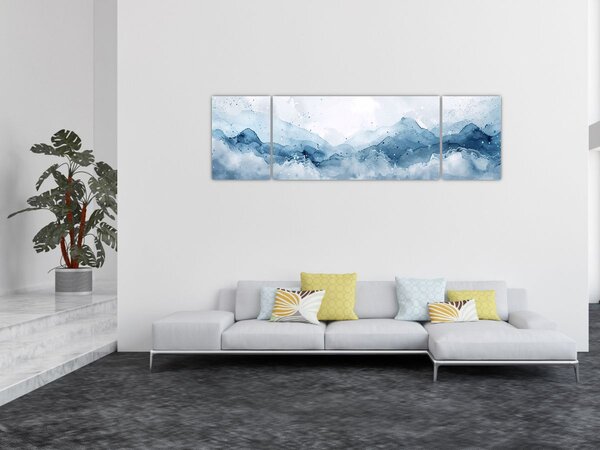 Obraz - Chmury i fale, akwarela (170x50 cm)