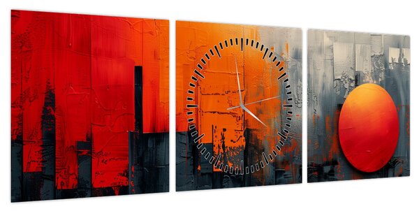 Obraz - Abstrakcyjny obraz miasta (z zegarem) (90x30 cm)