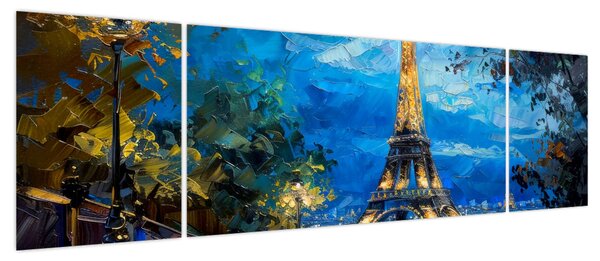 Obraz - Obraz olejny przedstawiający wieżę Eiffla (170x50 cm)