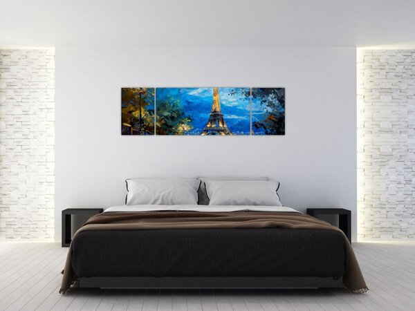 Obraz - Obraz olejny przedstawiający wieżę Eiffla (170x50 cm)