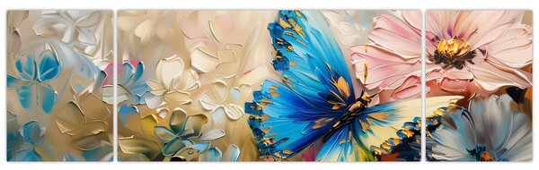 Obraz - Malowanie kwiatów i motyli (170x50 cm)