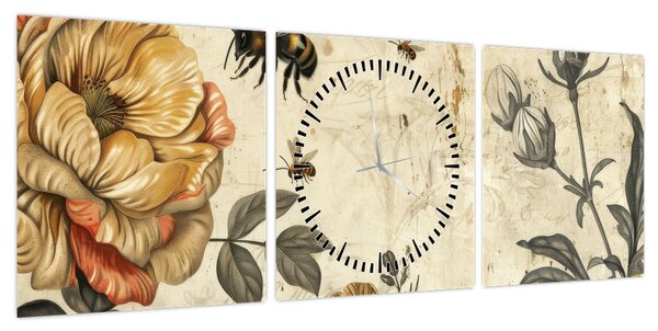Obraz - Bee Meadow (z zegarem) (90x30 cm)
