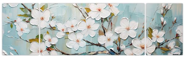 Obraz - Malowanie, kwitnące gałęzie drzew (170x50 cm)