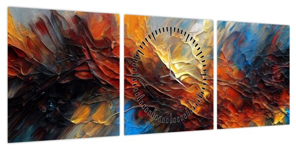 Obraz - Tekstura koloru (z zegarem) (90x30 cm)