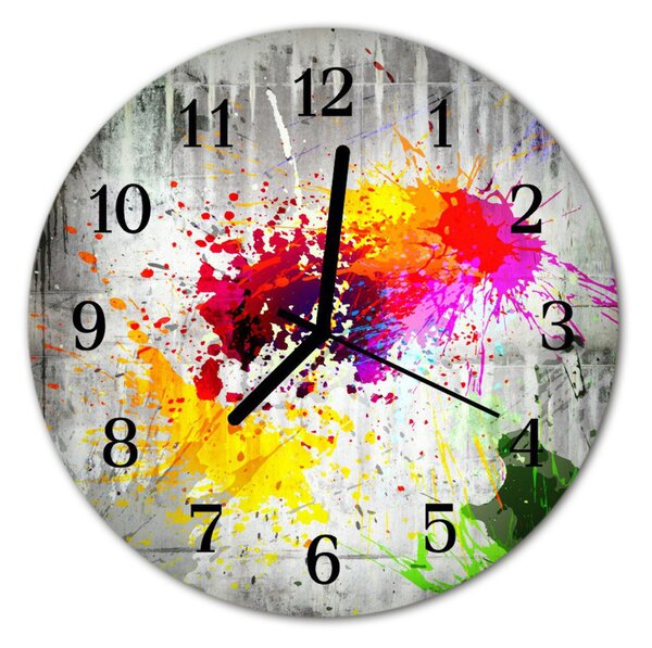 Zegar szklany okrągły Kolorowe plamy