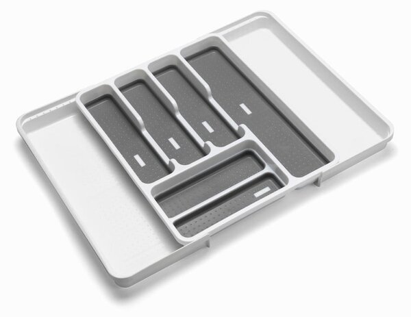 Biały/szary plastikowy organizer na sztućce do szuflady 58,5 x 41,5 cm – Addis