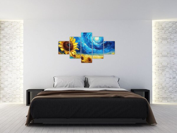 Obraz - Malowanie słoneczników (125x70 cm)