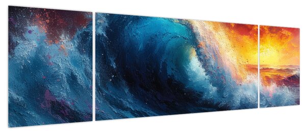 Obraz - Fala o zachodzie słońca (170x50 cm)