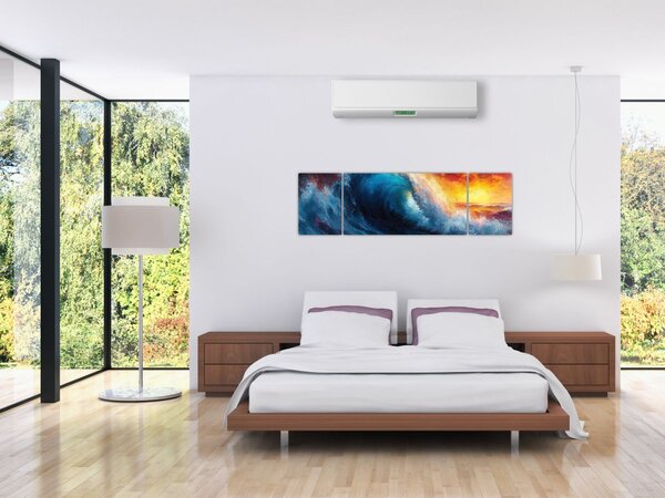 Obraz - Fala o zachodzie słońca (170x50 cm)