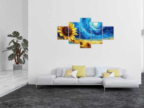 Obraz - Malowanie słoneczników (125x70 cm)