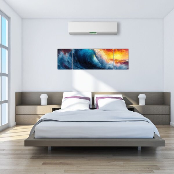 Obraz - Fala o zachodzie słońca (170x50 cm)