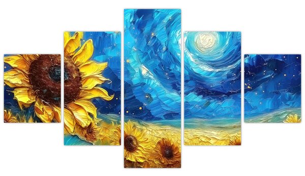 Obraz - Malowanie słoneczników (125x70 cm)