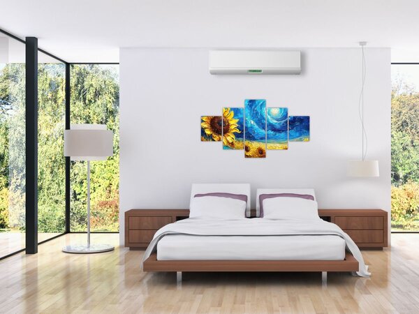 Obraz - Malowanie słoneczników (125x70 cm)