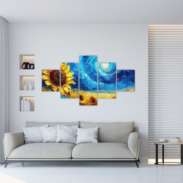 Obraz - Malowanie słoneczników (125x70 cm)
