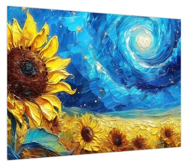 Obraz - Malowanie słoneczników (70x50 cm)