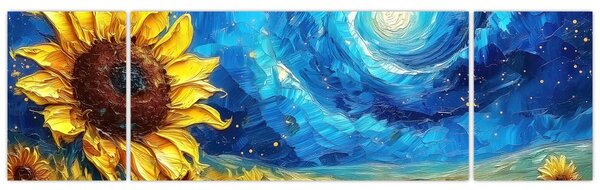 Obraz - Malowanie słoneczników (170x50 cm)
