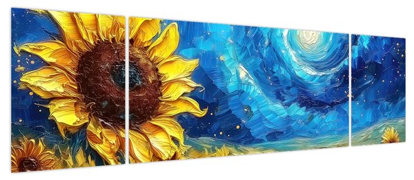 Obraz - Malowanie słoneczników (170x50 cm)