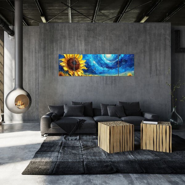 Obraz - Malowanie słoneczników (170x50 cm)
