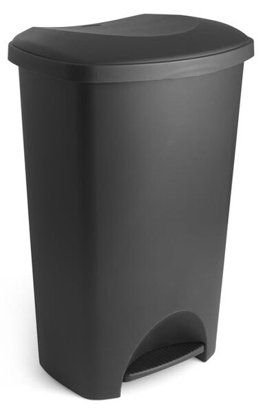 Czarny plastikowy kosz na śmieci z pedałem 50 l – Addis