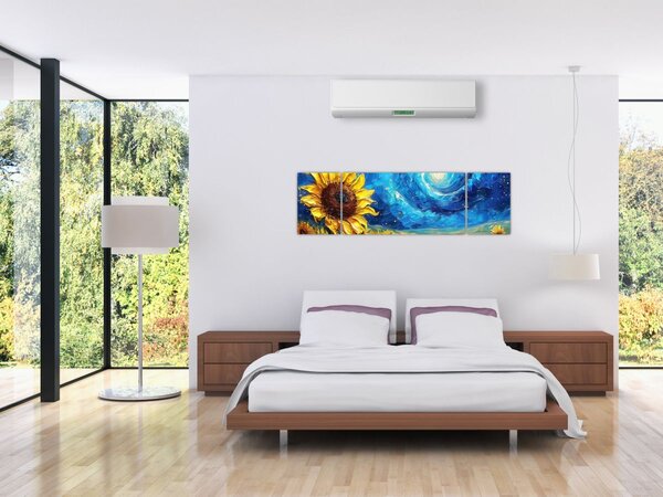 Obraz - Malowanie słoneczników (170x50 cm)