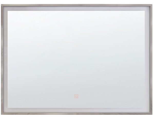 Lustro ścienne LED srebrne 60 x 80 cm wiszące prostokątne łazienkowe Argens Beliani