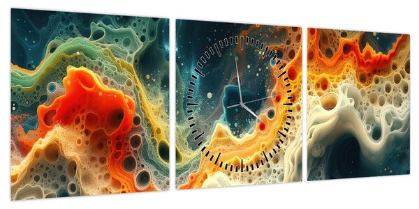 Obraz - Nowoczesna abstrakcja (z zegarem) (90x30 cm)