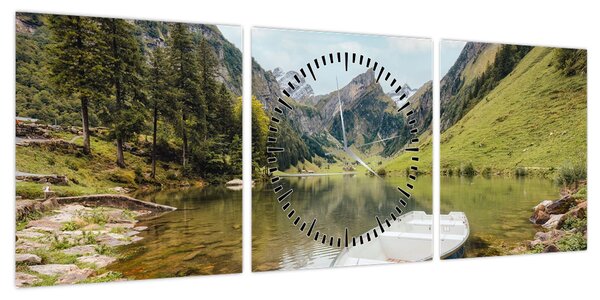 Obraz - Seealpsee, jezioro w Szwajcarii (z zegarem) (90x30 cm)