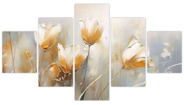Obraz - Malowanie tulipanów (125x70 cm)