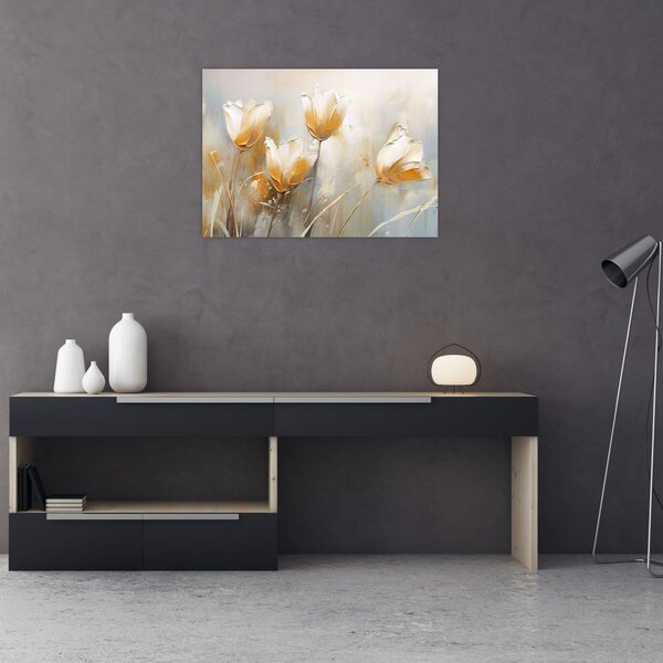 Obraz - Malowanie tulipanów (70x50 cm)