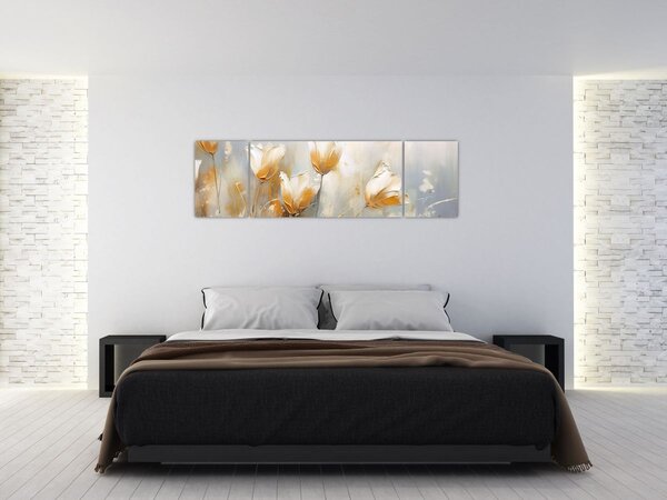 Obraz - Malowanie tulipanów (170x50 cm)