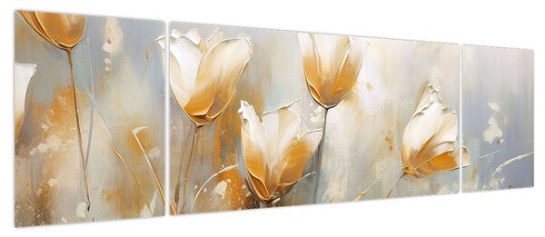 Obraz - Malowanie tulipanów (170x50 cm)