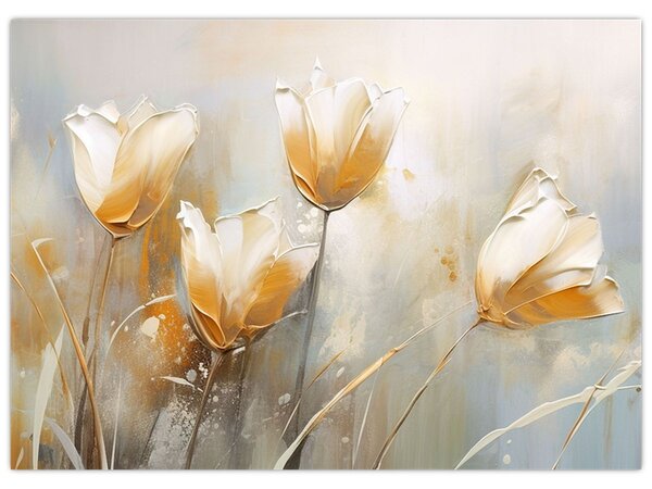 Obraz - Malowanie tulipanów (70x50 cm)