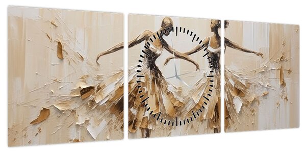 Obraz - Baleriny (z zegarem) (90x30 cm)