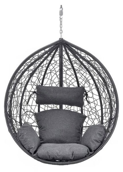Antracytowo-czarne wiszące krzesło KOKON bez stojaka