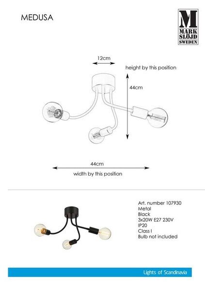 Czarna lampa sufitowa Markslöjd Medua Ceiling 3L