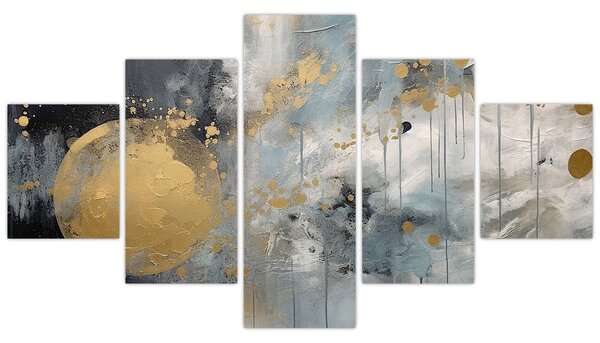 Obraz - Abstrakcja ze złotą kulą (125x70 cm)