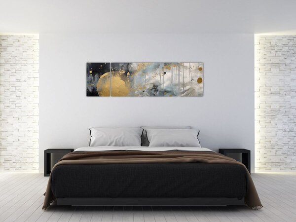 Obraz - Abstrakcja ze złotą kulą (170x50 cm)