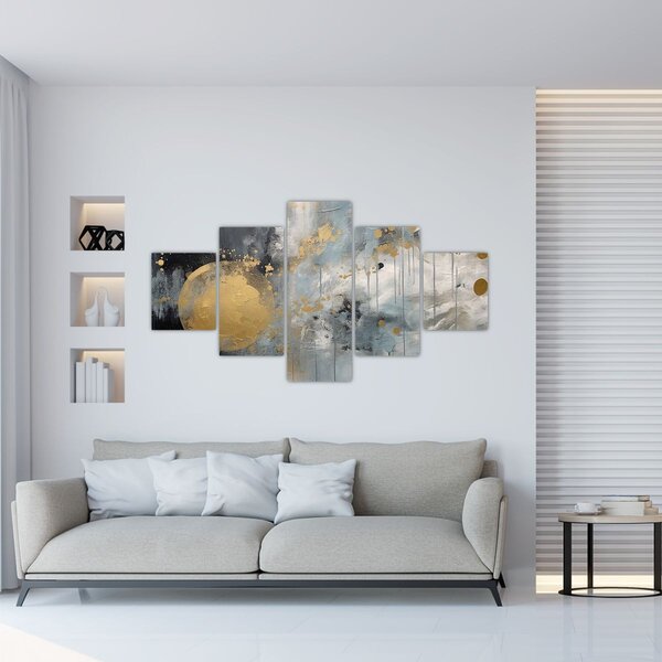 Obraz - Abstrakcja ze złotą kulą (125x70 cm)