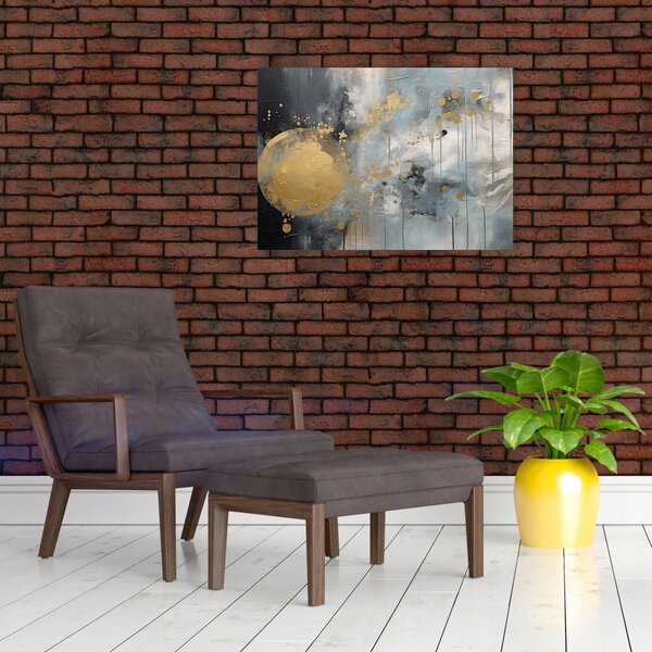 Obraz - Abstrakcja ze złotą kulą (70x50 cm)