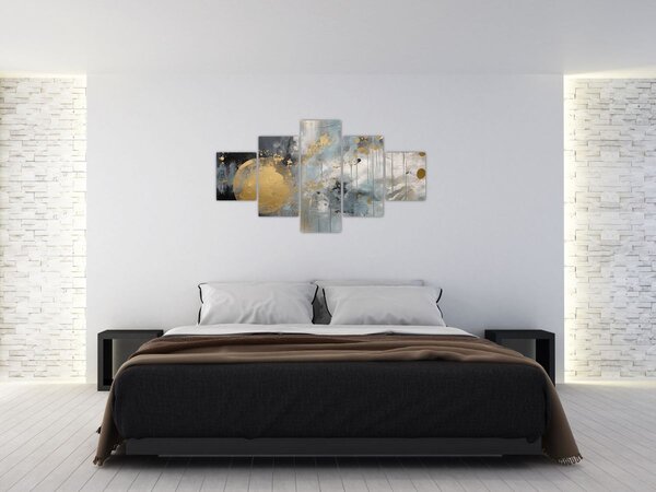 Obraz - Abstrakcja ze złotą kulą (125x70 cm)