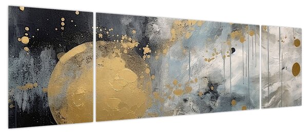 Obraz - Abstrakcja ze złotą kulą (170x50 cm)