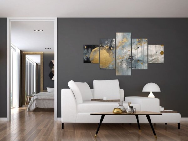 Obraz - Abstrakcja ze złotą kulą (125x70 cm)