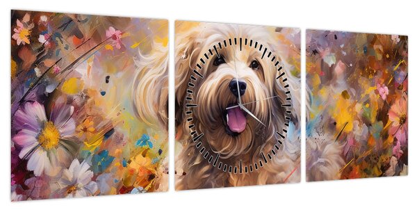 Obraz - Happy Dog II. (z zegarem) (90x30 cm)