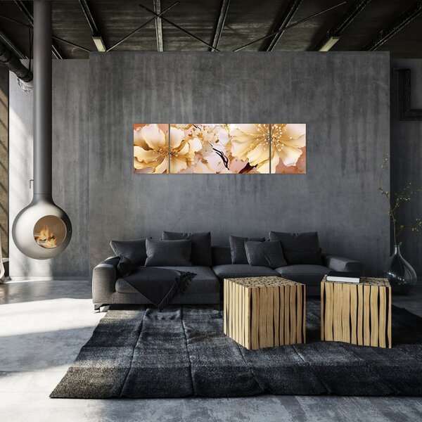 Obraz - Złote kwiaty (170x50 cm)