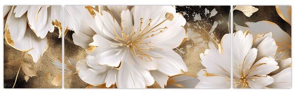 Obraz - Kwiaty w kolorze złotym (170x50 cm)