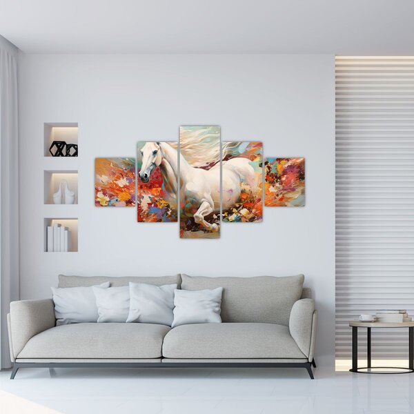 Obraz - Malowanie konia (125x70 cm)