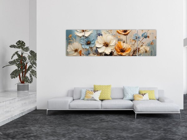 Obraz - Bukiety, malarstwo (170x50 cm)