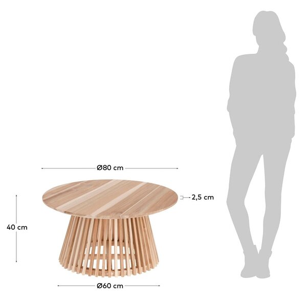 Stolik z drewna tekowego Kave Home Irune, ⌀ 80 cm
