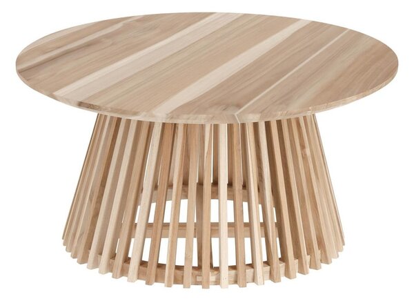 Stolik z drewna tekowego Kave Home Irune, ⌀ 80 cm